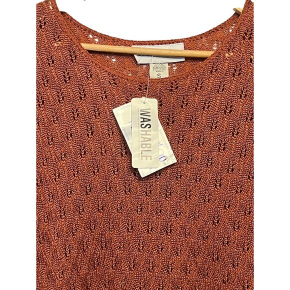 NWT VTG Norton McNaughton Women Open texture Knit Top Small Crew-neck USA Mature - Picture 3 of 16